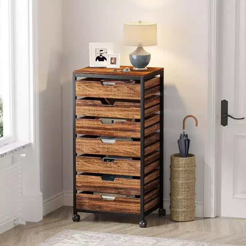 Commode de rangement en bois à 7 tiroirs Tribesigns avec roulettes