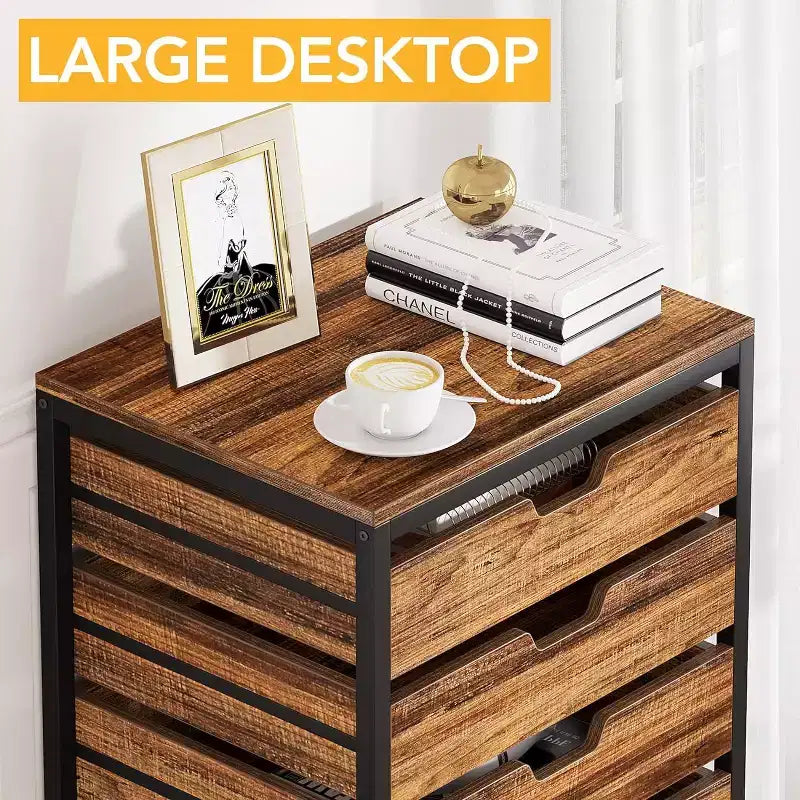 Commode de rangement en bois à 7 tiroirs Tribesigns avec roulettes