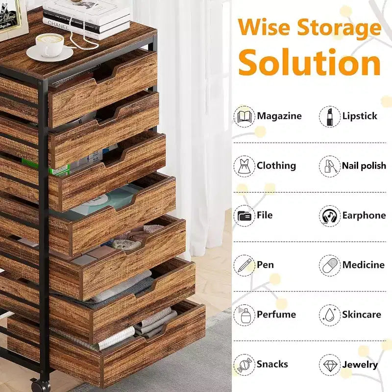 Commode de rangement en bois à 7 tiroirs Tribesigns avec roulettes
