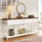 Console de ferme Lantine 70.9 avec 3 tiroirs, table d'entrée étroite et longue avec étagère de rangement pour entrée, couloir