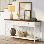 Console de ferme Lantine 70.9 avec 3 tiroirs, table d'entrée étroite et longue avec étagère de rangement pour entrée, couloir