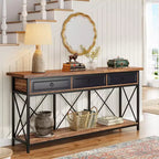 Console de ferme Lantine 70.9 avec 3 tiroirs, table d'entrée étroite et longue avec étagère de rangement pour entrée, couloir