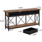 Console de ferme Lantine 70.9 avec 3 tiroirs, table d'entrée étroite et longue avec étagère de rangement pour entrée, couloir
