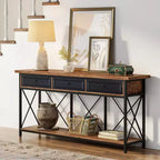 Console de ferme Lantine 70.9 avec 3 tiroirs, table d'entrée étroite et longue avec étagère de rangement pour entrée, couloir
