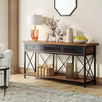 Console de ferme Lantine 70.9 avec 3 tiroirs, table d'entrée étroite et longue avec étagère de rangement pour entrée, couloir