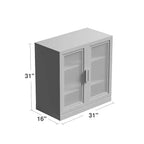 Dovelina Bibliothèque 3 étagères en bois, meuble de rangement décoratif avec portes vitrées et étagères réglables