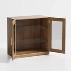 Dovelina Bibliothèque 3 étagères en bois, meuble de rangement décoratif avec portes vitrées et étagères réglables