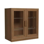 Dovelina Bibliothèque 3 étagères en bois, meuble de rangement décoratif avec portes vitrées et étagères réglables