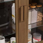 Dovelina Bibliothèque 3 étagères en bois, meuble de rangement décoratif avec portes vitrées et étagères réglables