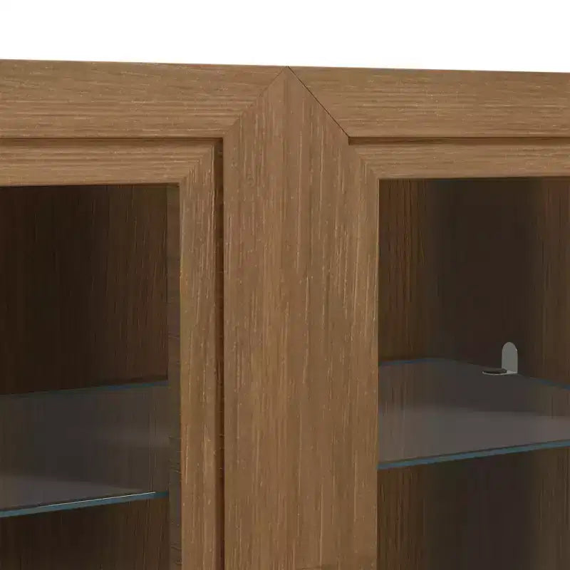 Dovelina Bibliothèque 3 étagères en bois, meuble de rangement décoratif avec portes vitrées et étagères réglables
