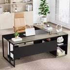 Tribesigns Bureau de Direction 70,86 Pouces, Bureau d'Angle avec Armoire de Rangement, Poste de Travail de Mobilier de Bureau Professionnel pour Bureau à Domicile