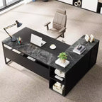 Tribesigns Bureau de Direction 70,86 Pouces, Bureau d'Angle avec Armoire de Rangement, Poste de Travail de Mobilier de Bureau Professionnel pour Bureau à Domicile