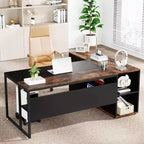 Tribesigns Bureau de Direction 70,86 Pouces, Bureau d'Angle avec Armoire de Rangement, Poste de Travail de Mobilier de Bureau Professionnel pour Bureau à Domicile