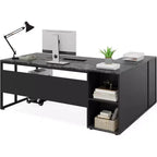 Tribesigns Bureau de Direction 70,86 Pouces, Bureau d'Angle avec Armoire de Rangement, Poste de Travail de Mobilier de Bureau Professionnel pour Bureau à Domicile