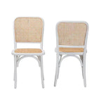 Lot de 2 chaises de salle à manger Baxton Studio Neah Japandi en bois blanc et rotin naturel