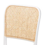 Lot de 2 chaises de salle à manger Baxton Studio Neah Japandi en bois blanc et rotin naturel