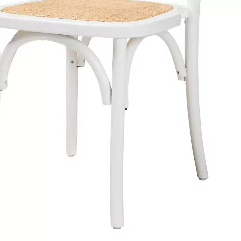 Lot de 2 chaises de salle à manger Baxton Studio Neah Japandi en bois blanc et rotin naturel