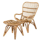 Ensemble de 2 fauteuils et poufs en rotin marron naturel Baxton Studio Earvin de style bohème moderne
