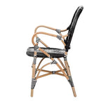 Chaise de salle à manger d'intérieur bicolore noir et blanc en tissage et rotin naturel Bali & Pari Wallis Modern French