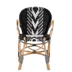 Chaise de salle à manger d'intérieur bicolore noir et blanc en tissage et rotin naturel Bali & Pari Wallis Modern French