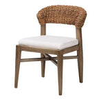 Chaise de salle à manger en bois d'acajou avec finition noyer et rotin naturel de bali & pari Chloe Modern Bohemian
