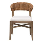 Chaise de salle à manger en bois d'acajou avec finition noyer et rotin naturel de bali & pari Chloe Modern Bohemian