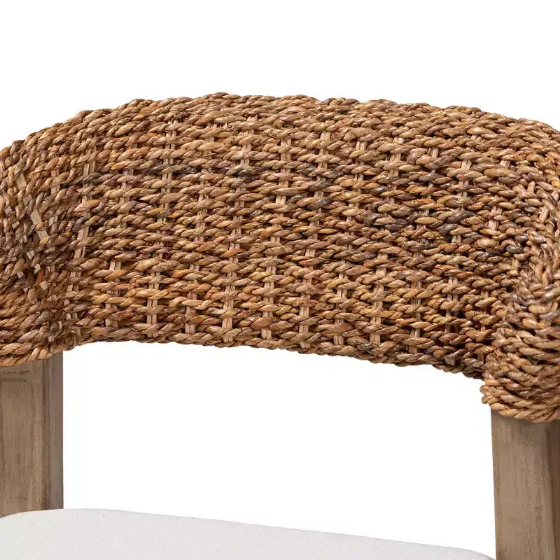 Chaise de salle à manger en bois d'acajou avec finition noyer et rotin naturel de bali & pari Chloe Modern Bohemian