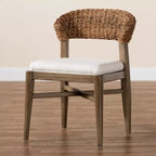 Chaise de salle à manger en bois d'acajou avec finition noyer et rotin naturel de bali & pari Chloe Modern Bohemian