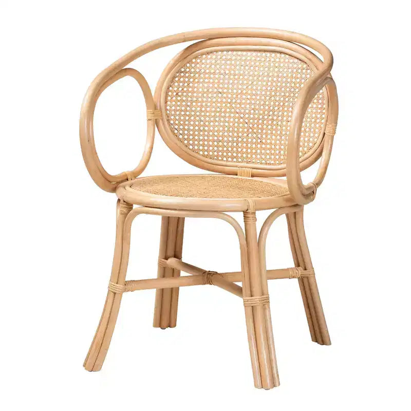 bali & pari Palesa Chaise de salle à manger bohème moderne en rotin