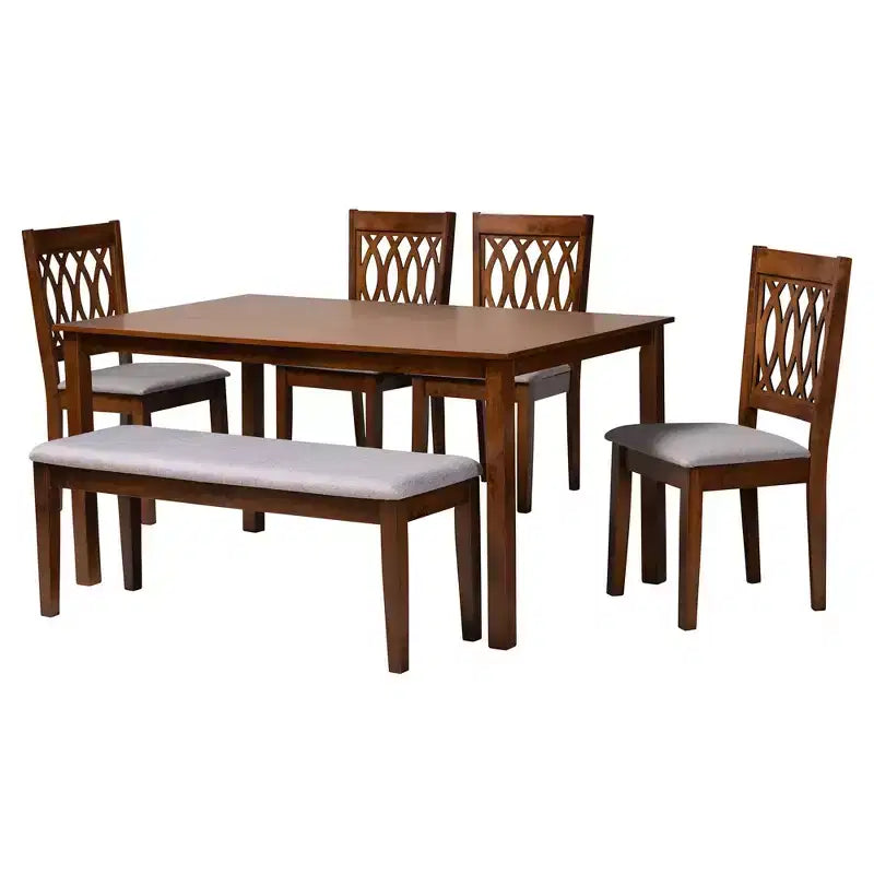 Ensemble de salle à manger moderne Baxton Studio Florencia en tissu et bois