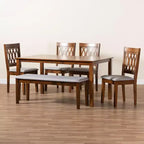 Ensemble de salle à manger moderne Baxton Studio Florencia en tissu et bois