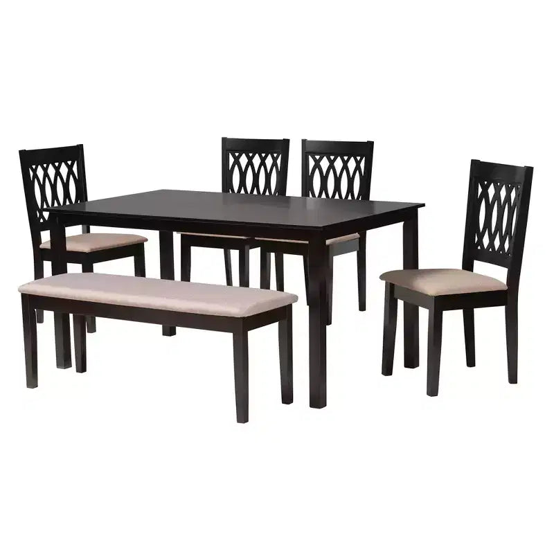 Ensemble de salle à manger moderne Baxton Studio Florencia en tissu et bois