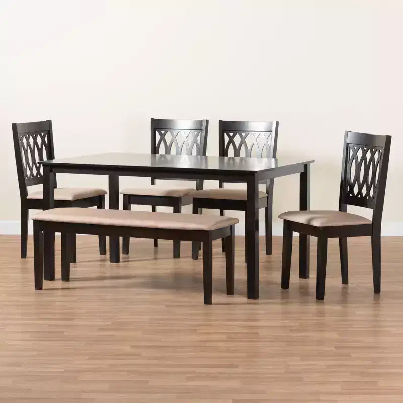 Ensemble de salle à manger moderne Baxton Studio Florencia en tissu et bois