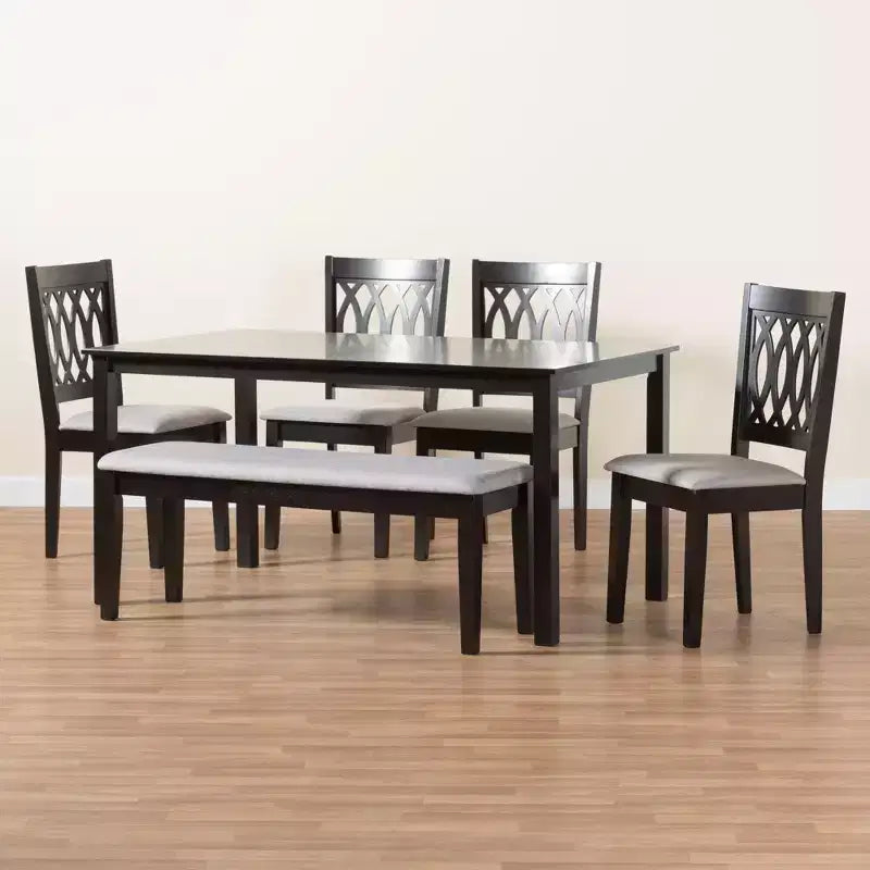 Ensemble de salle à manger moderne Baxton Studio Florencia en tissu et bois