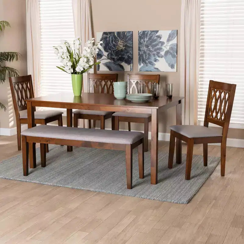 Ensemble de salle à manger moderne Baxton Studio Florencia en tissu et bois