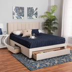 Lit plateforme de rangement Baxton Studio Coronado Mid-Century Modern Transitional Fabric à 3 tiroirs