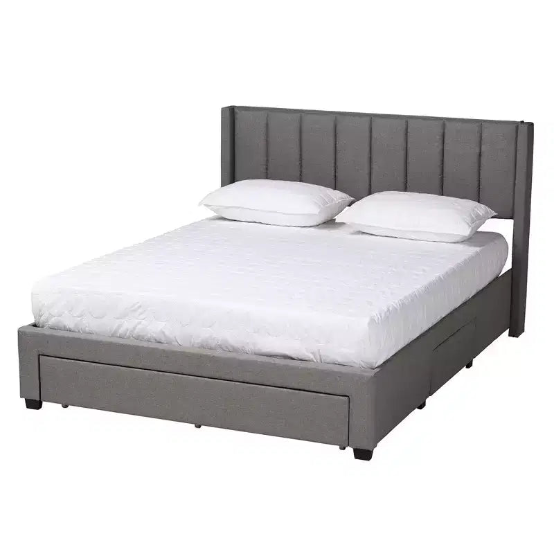 Lit plateforme de rangement Baxton Studio Coronado Mid-Century Modern Transitional Fabric à 3 tiroirs