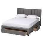 Lit plateforme de rangement Baxton Studio Coronado Mid-Century Modern Transitional Fabric à 3 tiroirs
