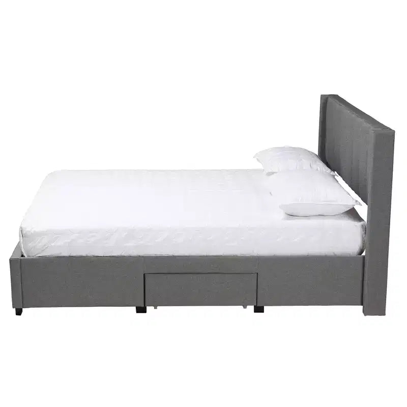 Lit plateforme de rangement Baxton Studio Coronado Mid-Century Modern Transitional Fabric à 3 tiroirs