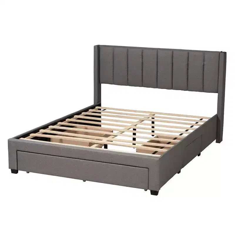 Lit plateforme de rangement Baxton Studio Coronado Mid-Century Modern Transitional Fabric à 3 tiroirs