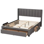 Lit plateforme de rangement Baxton Studio Coronado Mid-Century Modern Transitional Fabric à 3 tiroirs