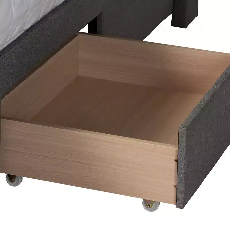 Lit plateforme de rangement Baxton Studio Coronado Mid-Century Modern Transitional Fabric à 3 tiroirs