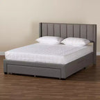 Lit plateforme de rangement Baxton Studio Coronado Mid-Century Modern Transitional Fabric à 3 tiroirs