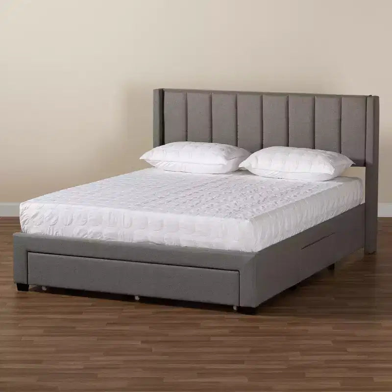Lit plateforme de rangement Baxton Studio Coronado Mid-Century Modern Transitional Fabric à 3 tiroirs