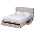 Lit plateforme de rangement Baxton Studio Coronado Mid-Century Modern Transitional Fabric à 3 tiroirs