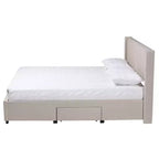 Lit plateforme de rangement Baxton Studio Coronado Mid-Century Modern Transitional Fabric à 3 tiroirs