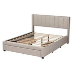 Lit plateforme de rangement Baxton Studio Coronado Mid-Century Modern Transitional Fabric à 3 tiroirs