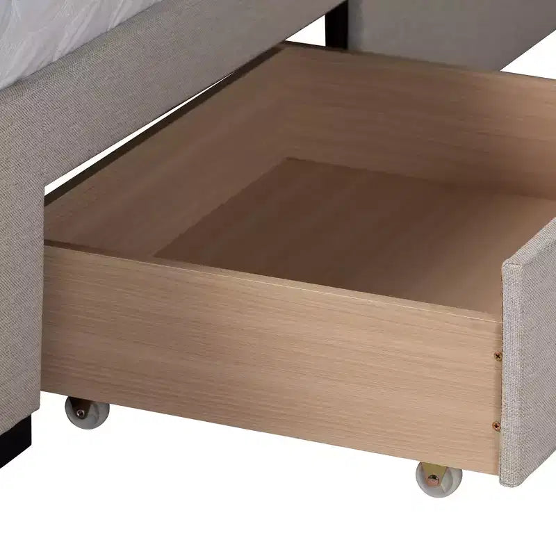 Lit plateforme de rangement Baxton Studio Coronado Mid-Century Modern Transitional Fabric à 3 tiroirs