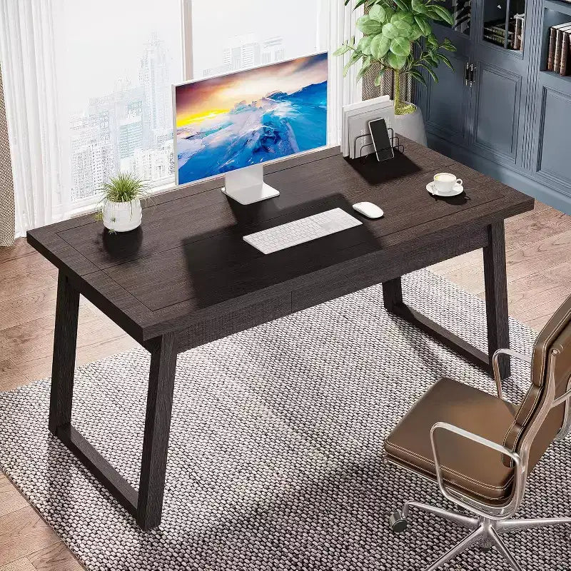 Bureau de direction Lantine, 140 cm, en bois, avec tiroir, bureau d'étude, de style Mid-Century, meuble de travail