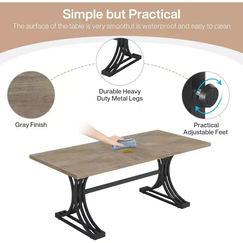 Table de conférence Lantine 5FT pour 4 à 6 personnes, table de réunion moderne avec plateau en faux marbre, tables de séminaire d'affaires pour le bureau à domicile